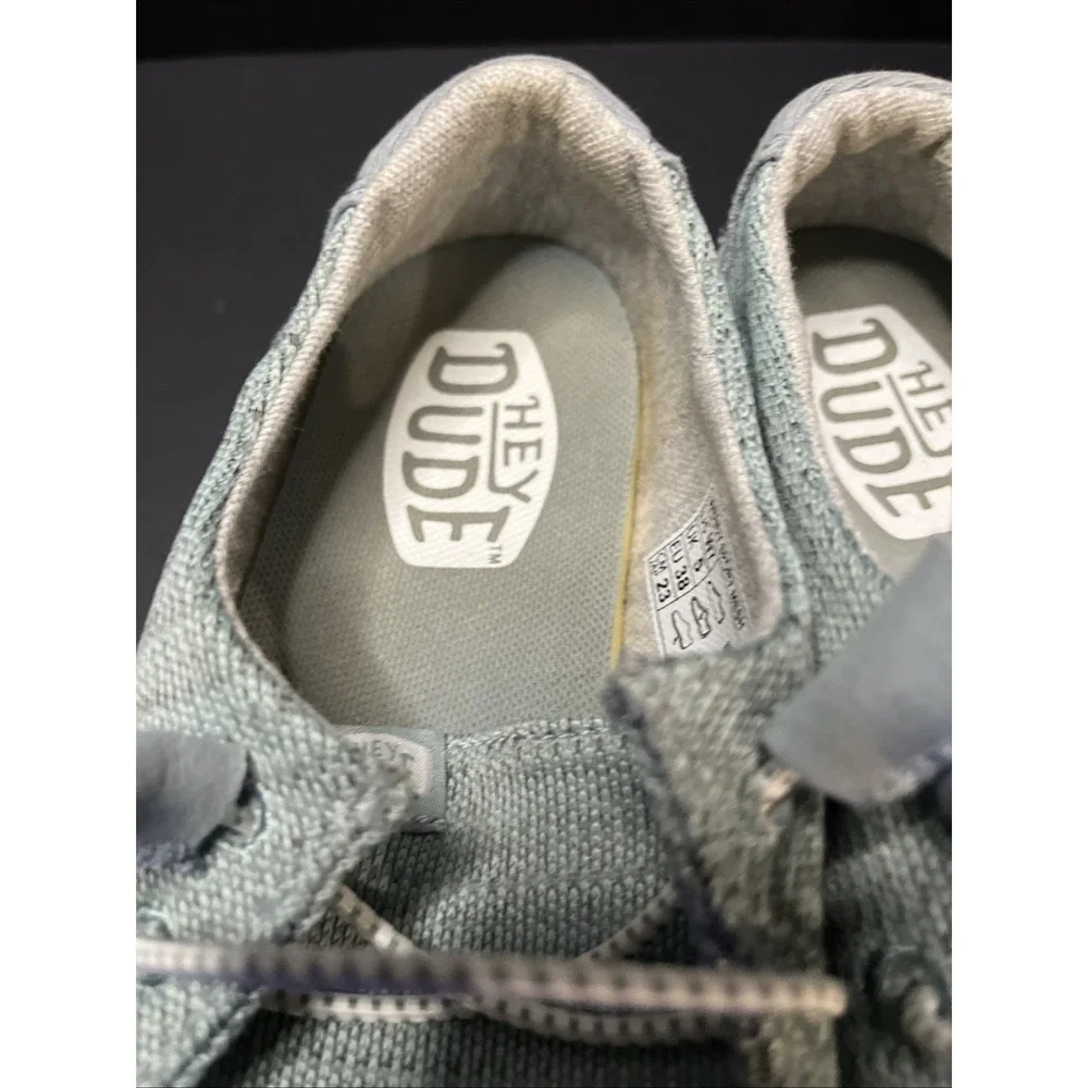 Hey Dude Wendy Sport Mesh Shoes Women Size 7 Light Blue Casual Relaxed Slip On